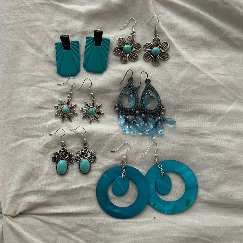 Turquoise and Silver Earring Set